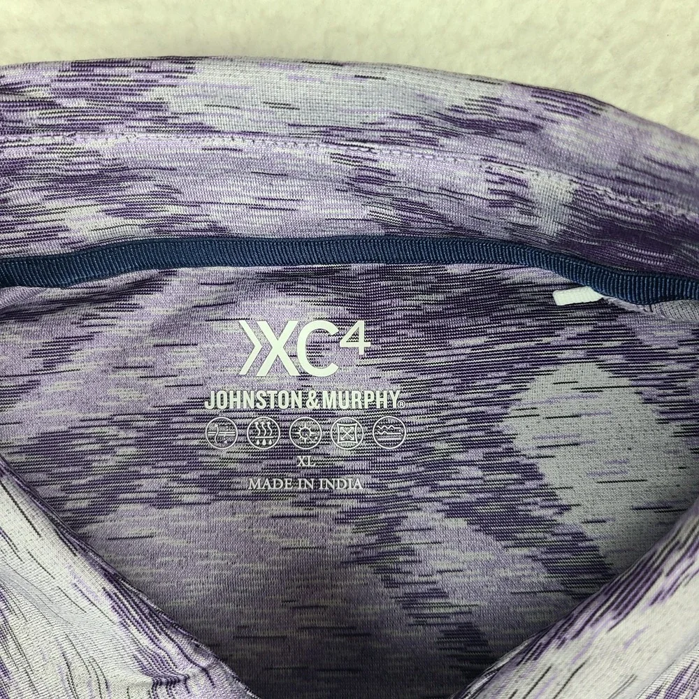 Johnston Murphy Polo Shirt Mens XL Purple Geometric Performance XC4 Short Sleeve
